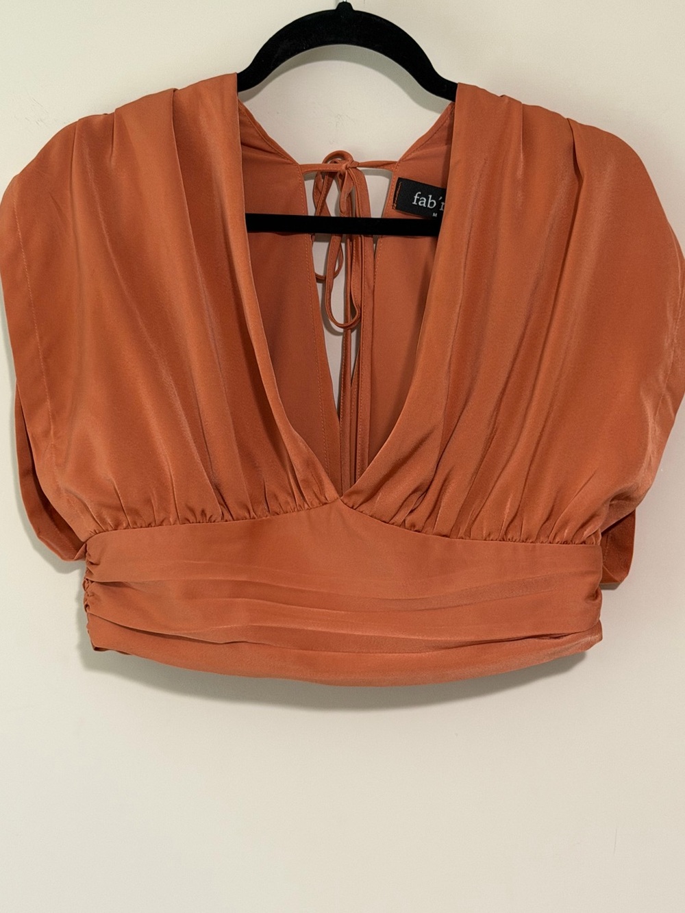 fab'rik Burnt Orange Cropped Wrap V-Neck Top